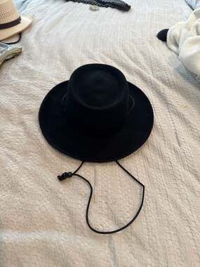 Tree Eagle Santa Fe Black 100% Wool Wide Brim Bolero Gaucho Hat Made in USA
